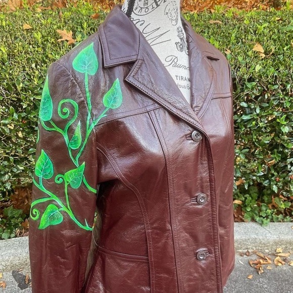 Custom Painted Leather Jacket NWT - Picture 4 of 4